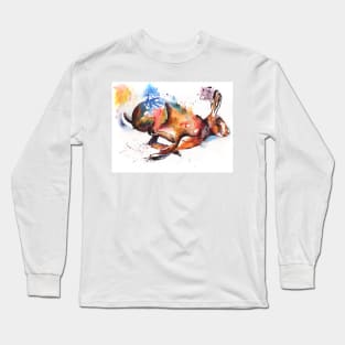 Splash and Dash running hare painting Long Sleeve T-Shirt